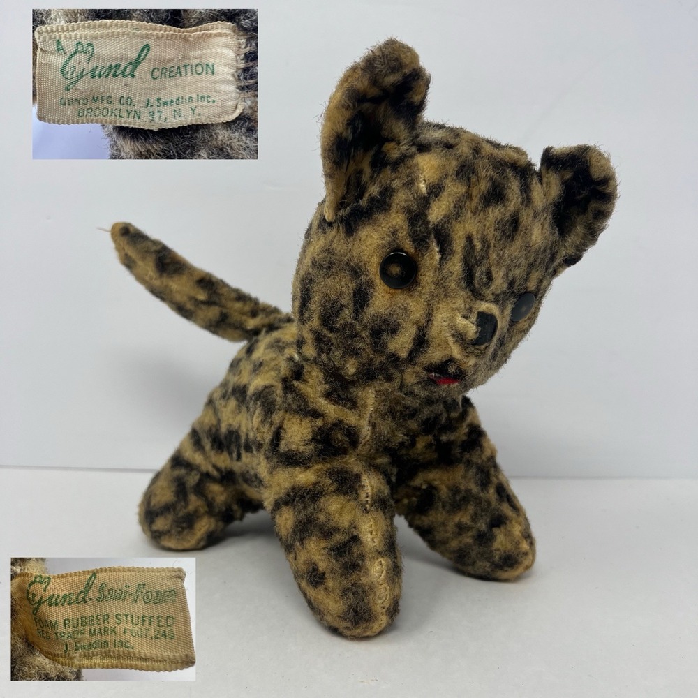 Vintage Gund Leopard Plush Stuffed Animal Sani-Foam Rubber Stuffed Swedlin Rare